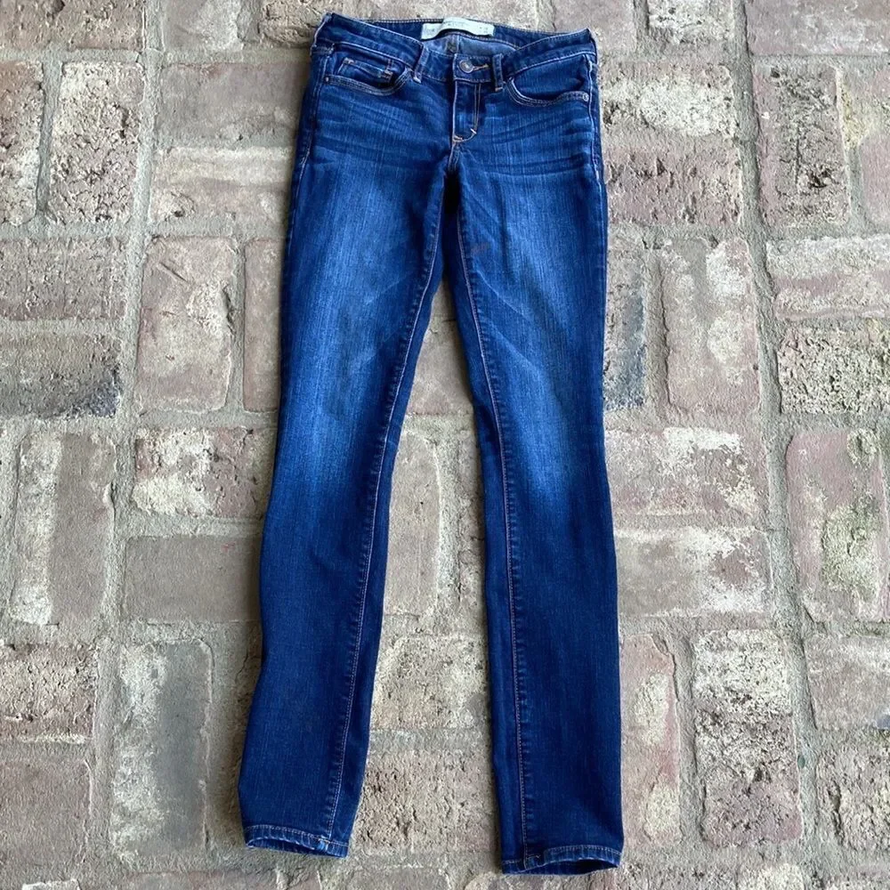 Abercrombie & Fitch Straight Leg Skinny Five Pocket Jeans Size 00R W 24 L 31 - Picture 5 of 16
